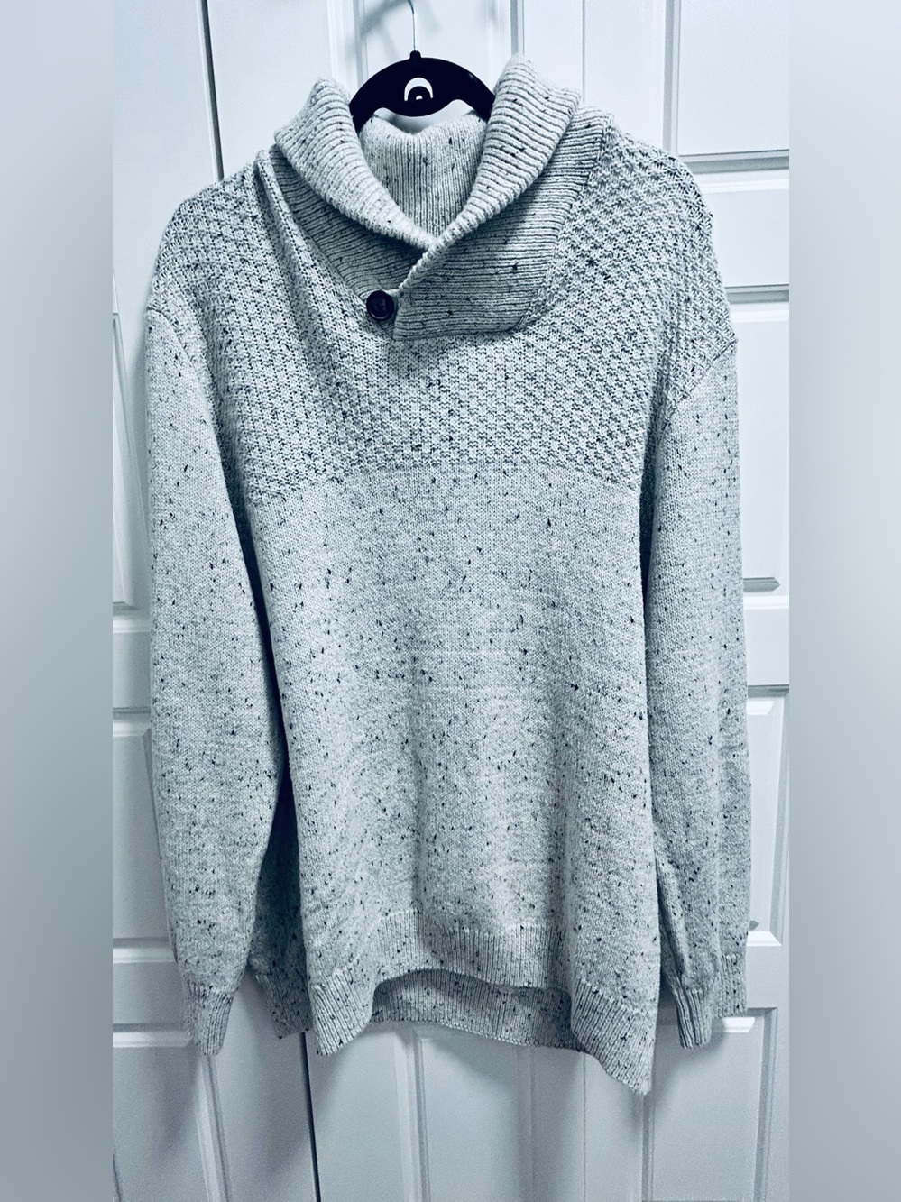 WindRiver Men’s Shawl Collar Sweater – 2XL – Light Grey